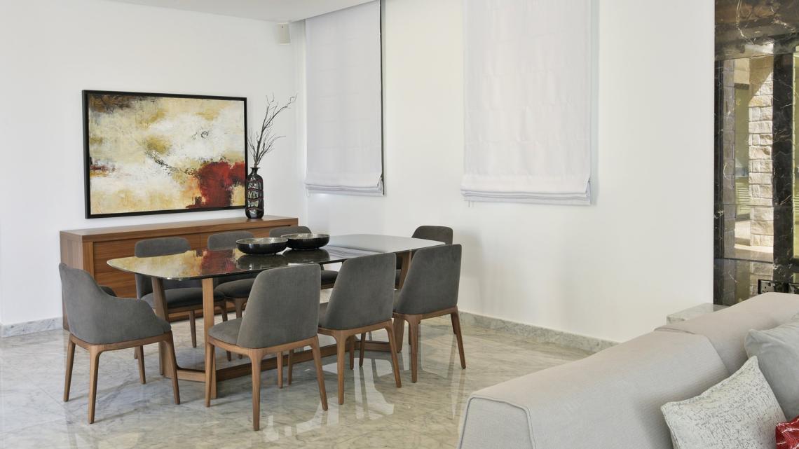 Modern Minimalist sleek simple warm inviting dining room by Takis Angelides Furnihome Cyprus