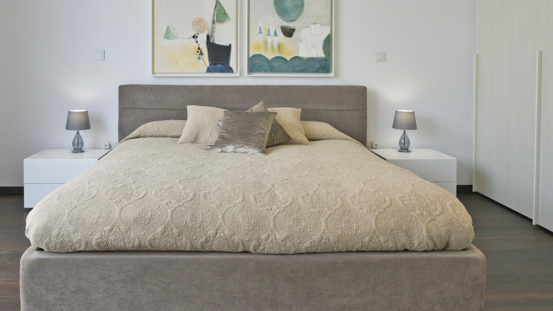 Modern Minimalist sleek simple warm inviting bedroom by Takis Angelides Furnihome Cyprus