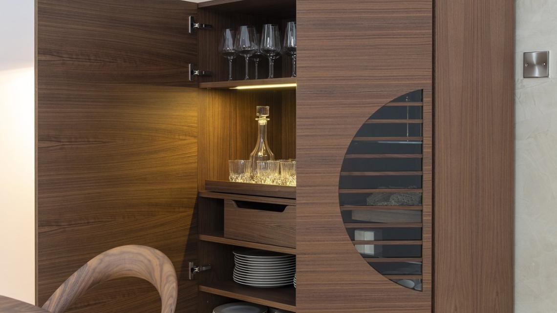 mid-century, modern, sleek, simple bar cabinet by Porada cyprus